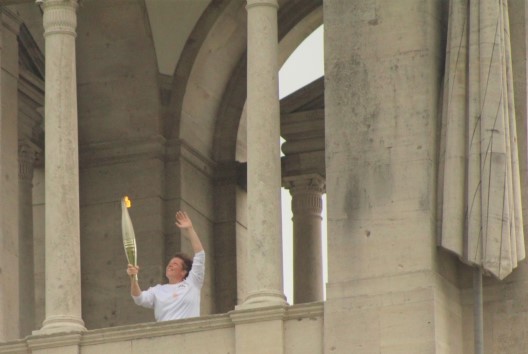 Local sportswoman Floraine Bormans carried the flame to the top of the Australian National Memorial.