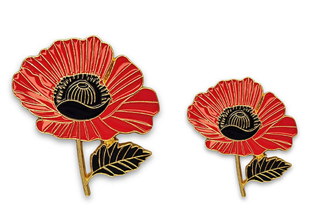 Red poppy brooches