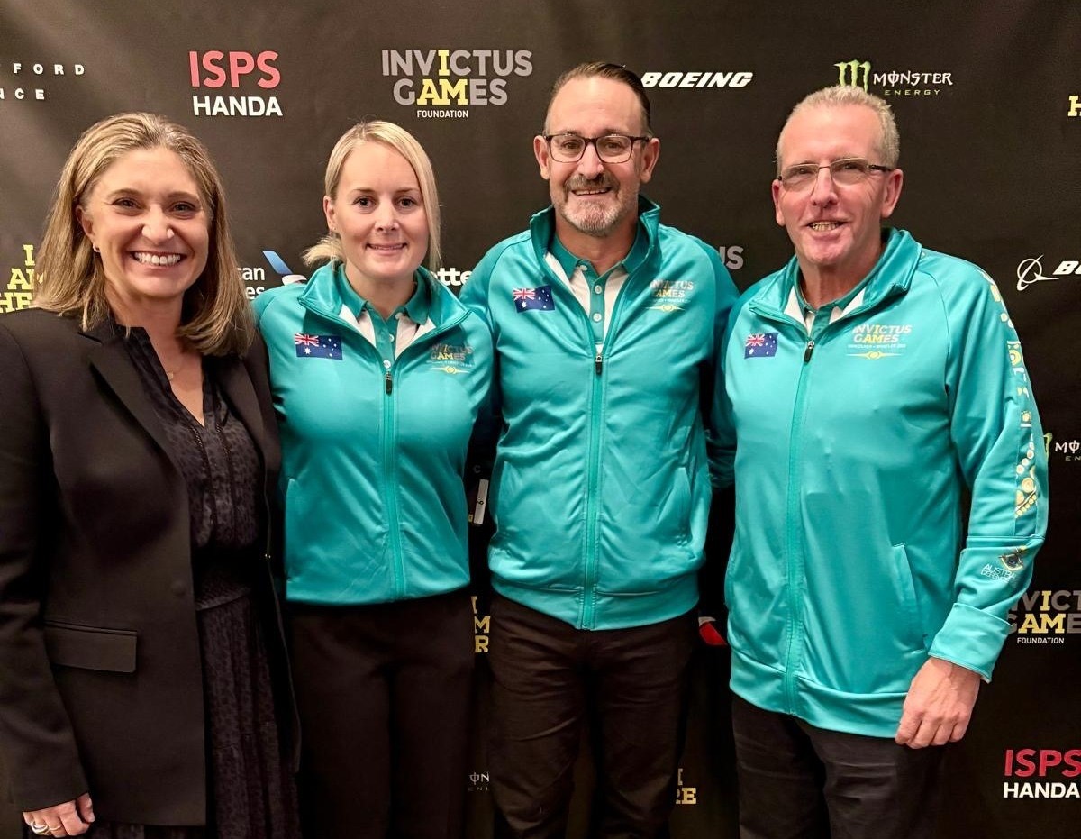 With Team Australia’s co-captains Dr Kaz Gladysz and Doug Griffiths, and RSL Australia CEO Phillip Winter, at the Invictus Games.