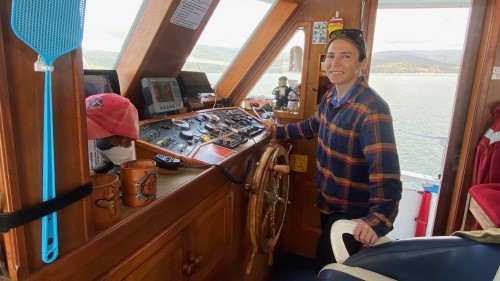 Former Army Ordnance Sergeant Mel Triffett at the helm of the Southern Explorer