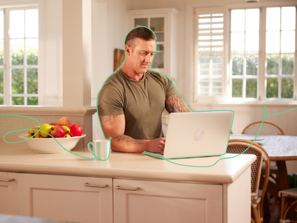 RSL Be:Well program man laptop