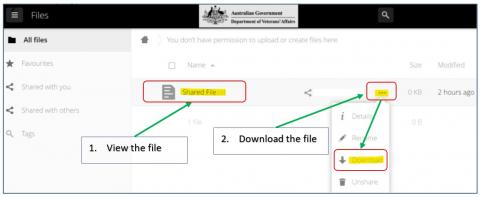 Screenshot of SIGBOX indicating options to view or download a file