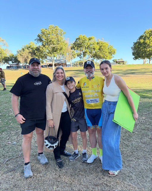 Gwen Cherne with (left to right) husband Ben Cafe, son Lachlan, father-in-law Mark Cafe and daughter Emily 