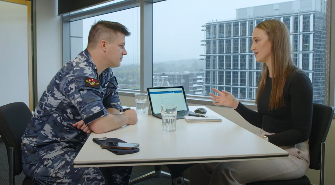 Veteran Support Officer Sophie Covell with RAAF Corporal Connor McDade
