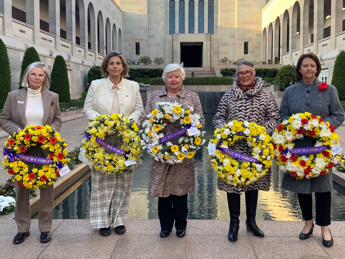 Members of the AWW National Executive attending the Last Post Ceremony at the Australian War Memorial in 2022.