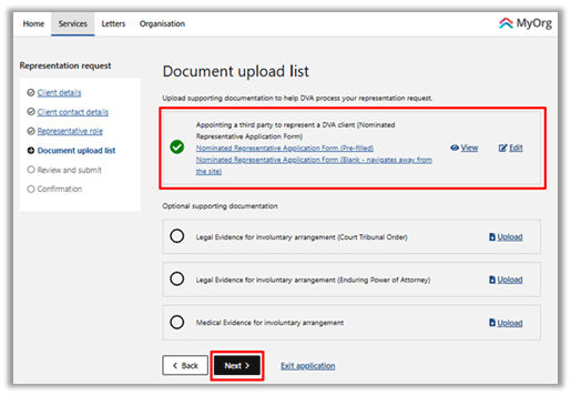 Screenshot showing Document upload list with the confirmation green tick