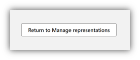 Screenshot of the Return to Manage representations message