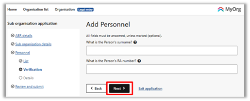 screenshot of Add Personnel form