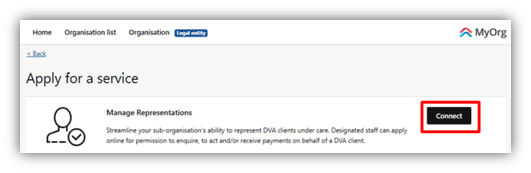 Screenshot showing how to apply for service