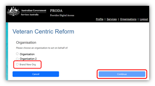Screenshot of a Veteran Centric Reform screen