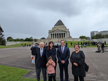 Pictured (left-to-right) James Mulholland, Annabelle Wilson and daughter Primrose, Minister Keogh, Susanne Shaw.