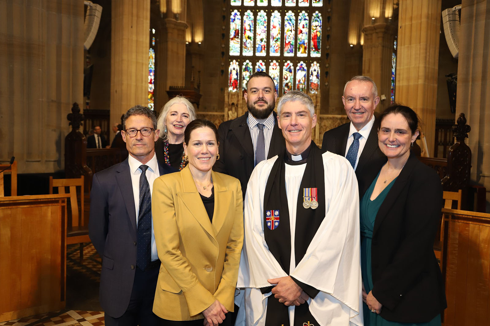 Reverend Nixon with DVA Secretary Alison Frame and other DVA executives