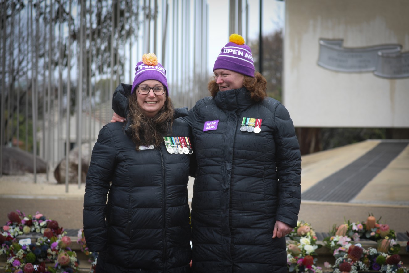 Open Arms clinician Stacey (left) and Lived Experience Professional Lillie at the Australian Vietnam Forces National Memorial in Canberra