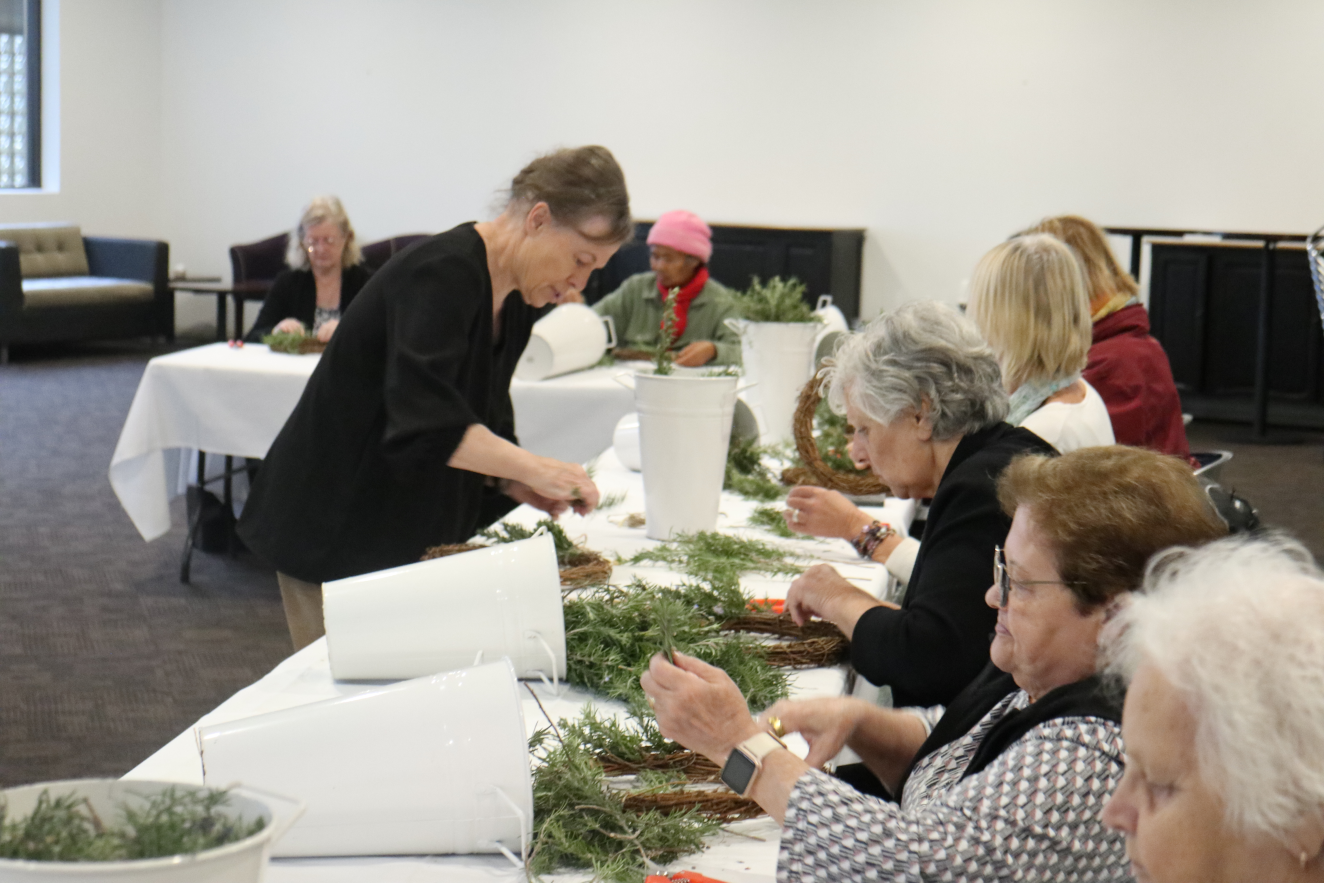 Participants in a wreath-making workshop by Australian War Widows SA Inc. 