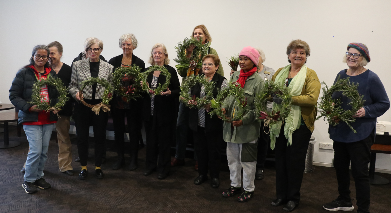 Participants in a wreath-making workshop by Australian War Widows SA Inc. 