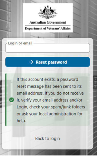 image of log in box and reset password detail