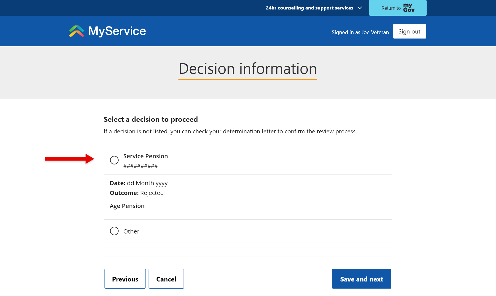Step 3 - Select a decision - 1 - decision information