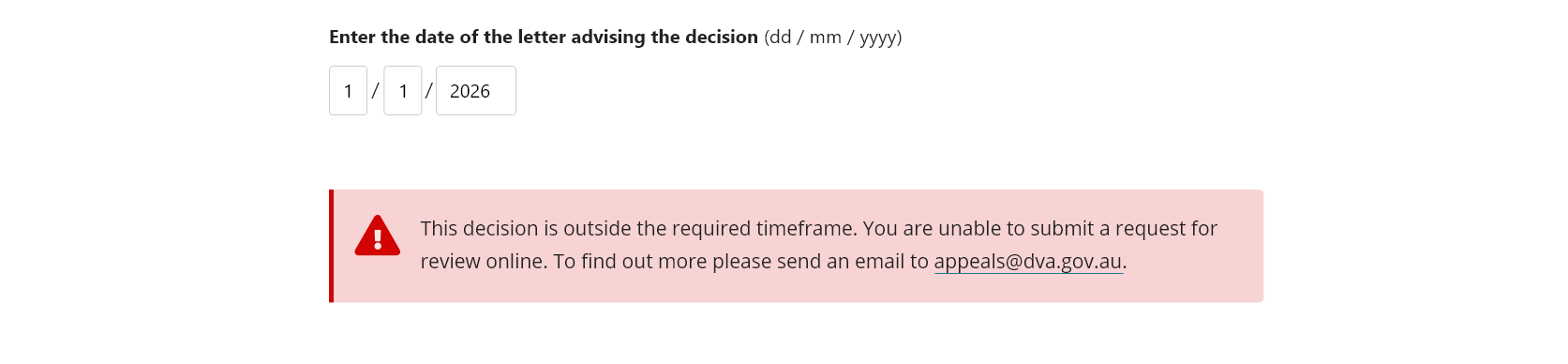 Step 3 - Select a decision - 3 - enter date
