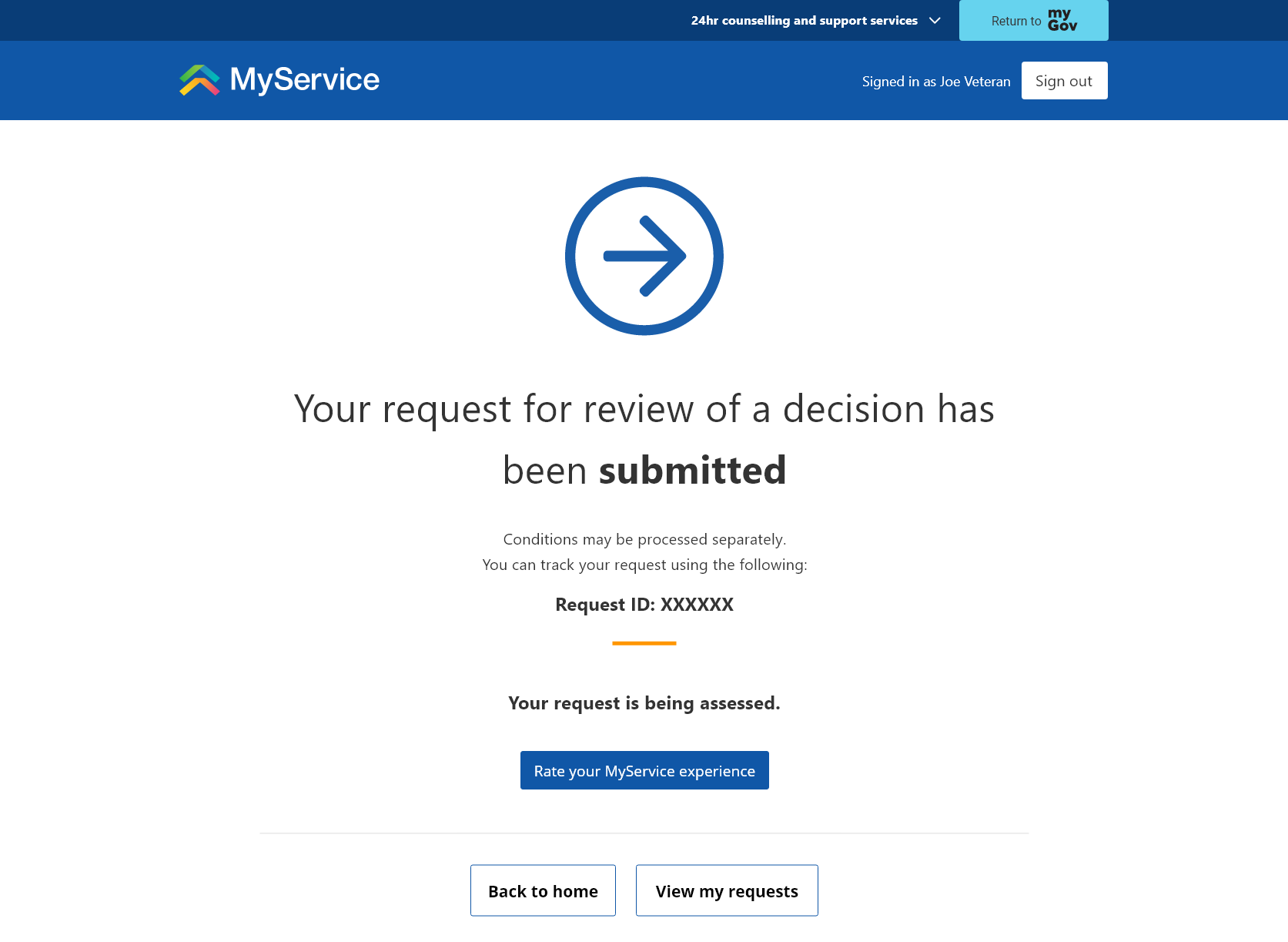 Step 6 - Review and submit - 2 - Request submitted