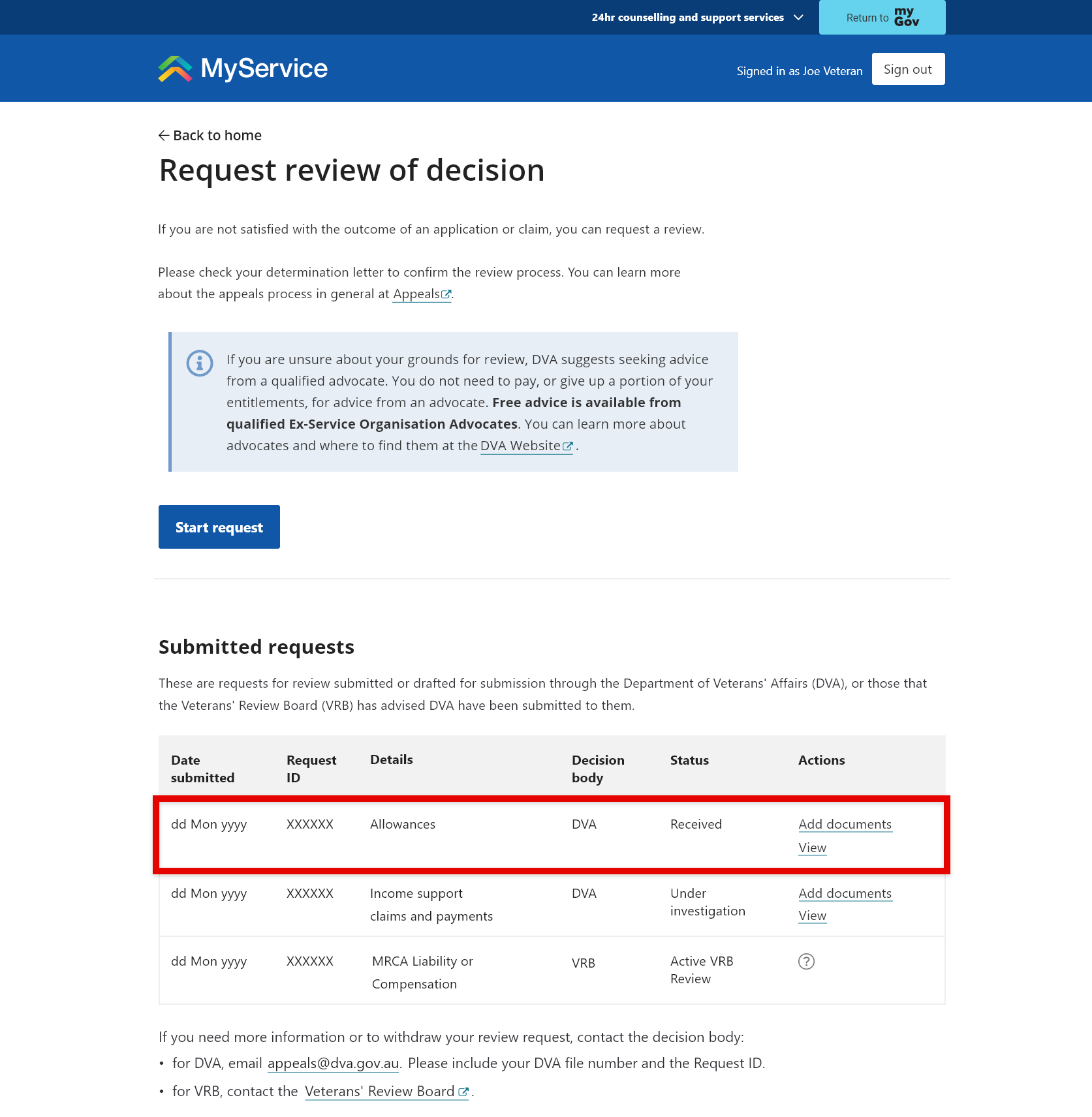 Step 6 - Review and submit - 3 - Request review
