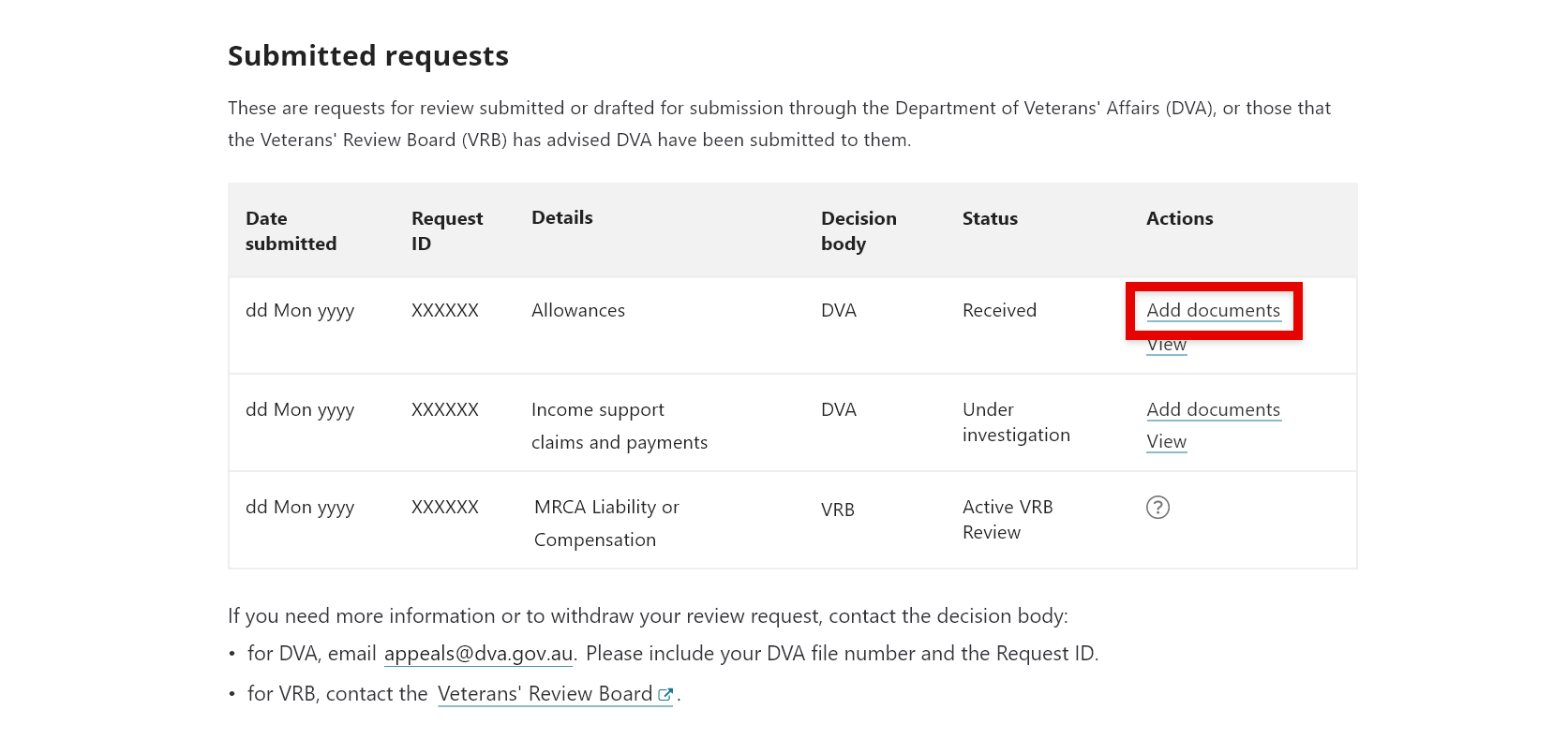 Step 7 - Upload a document after you have submitted your request (if needed)