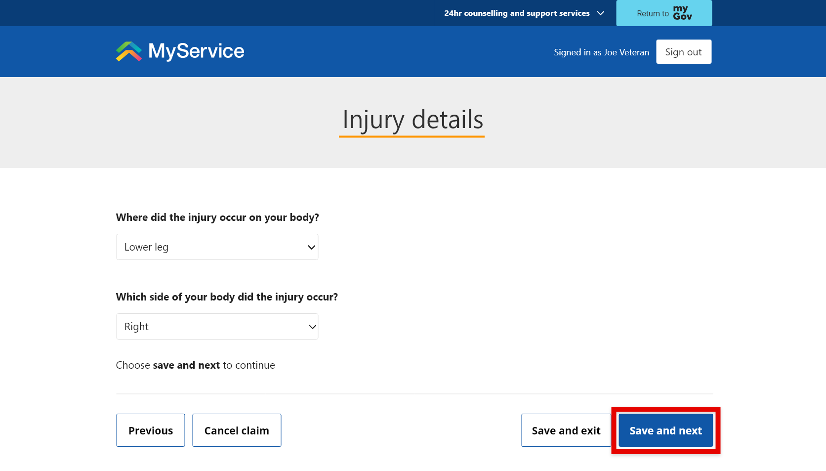 Step - 2 - Injury details