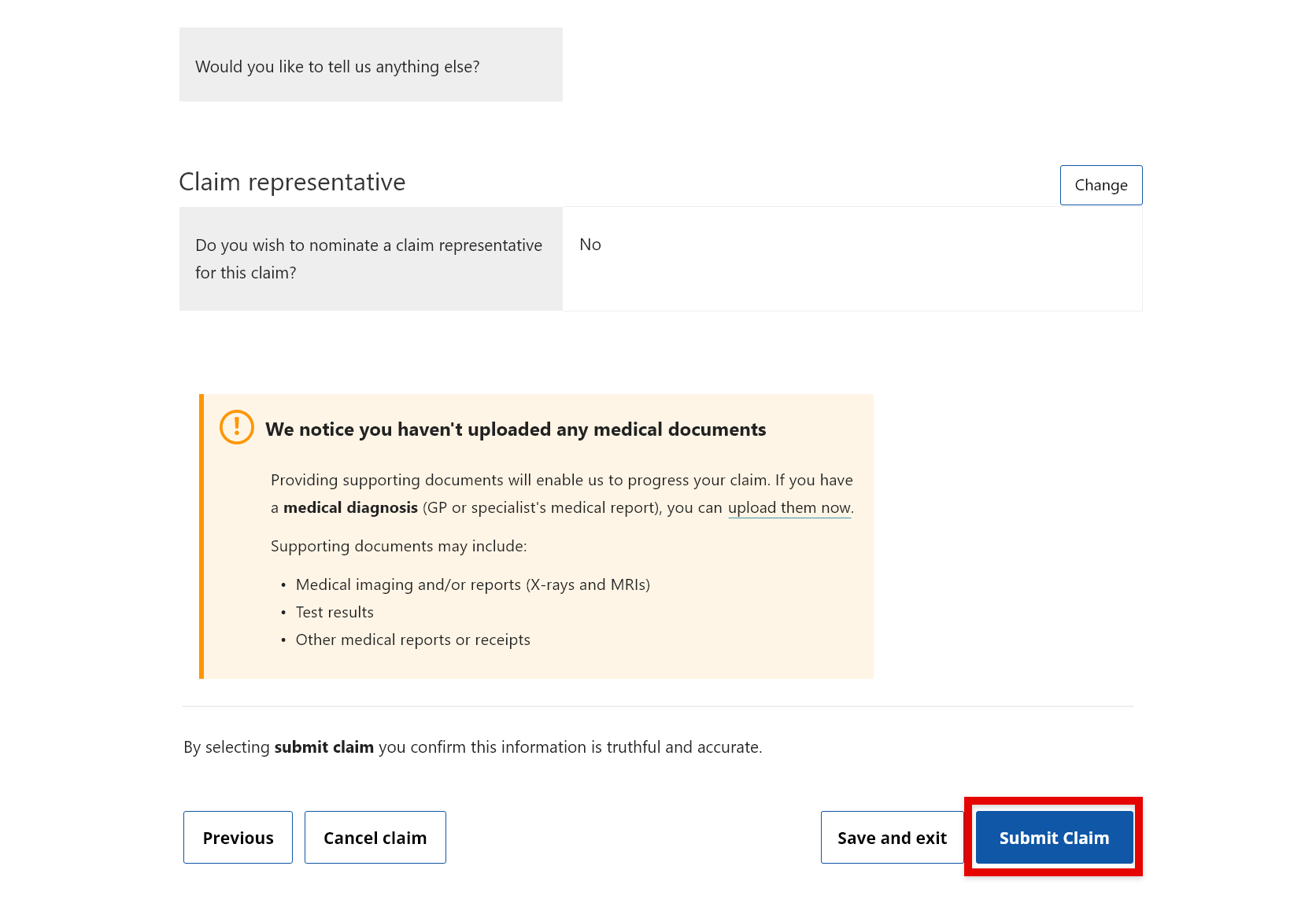 Step - 3 - Submit claim
