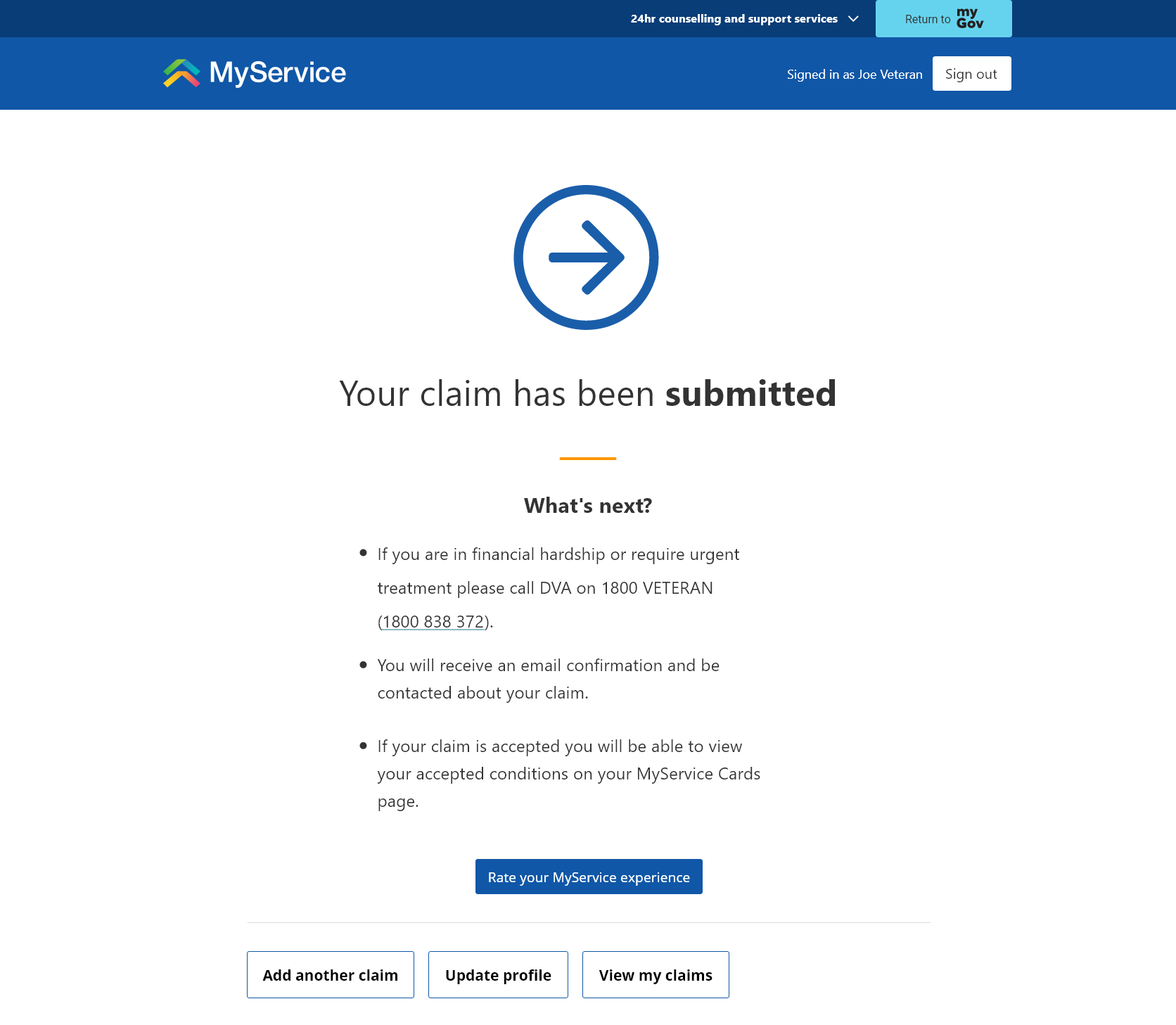 Step - 3 - Claim submitted