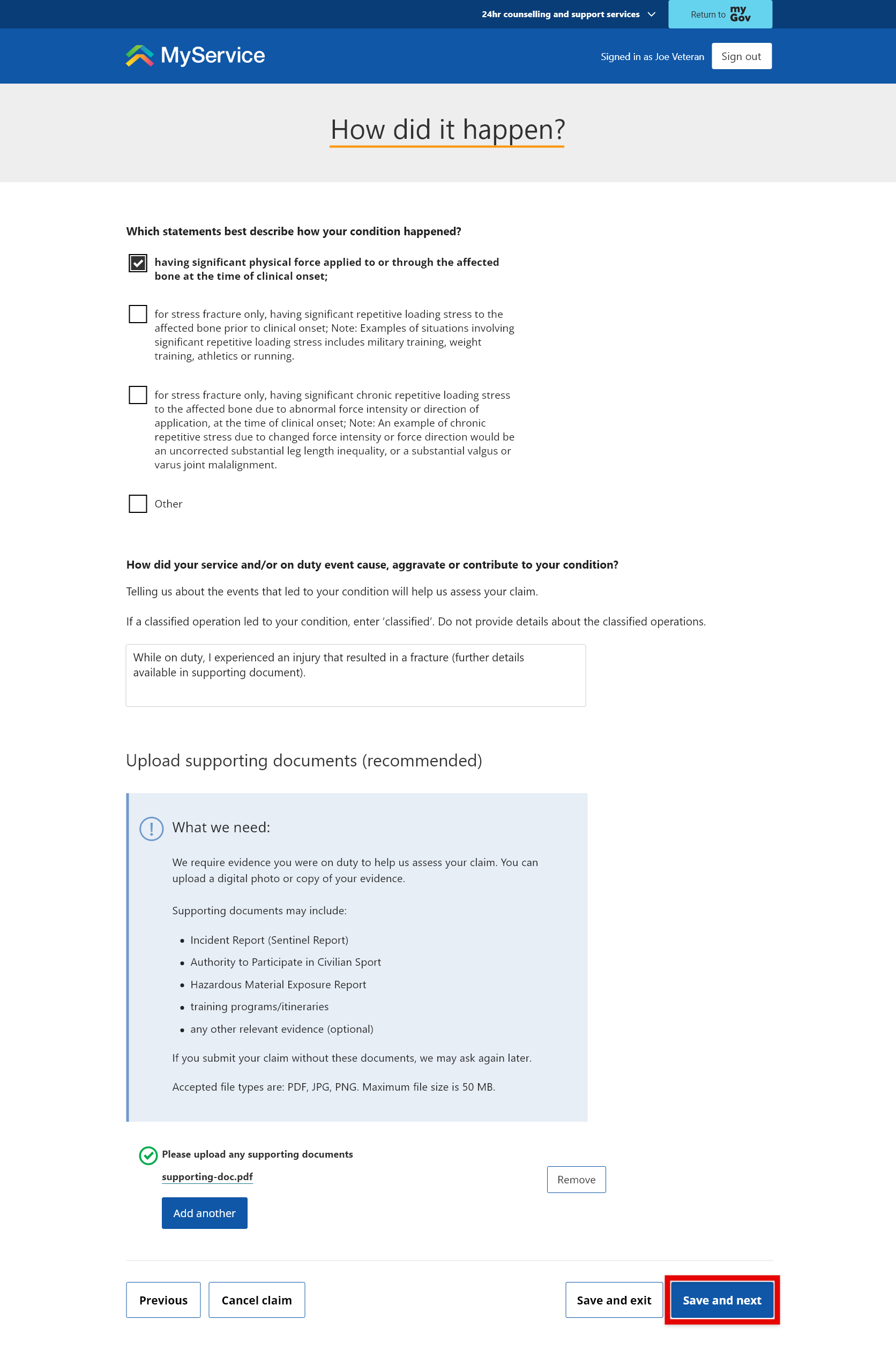 Step - 2 - Provide claim details - How did it happen