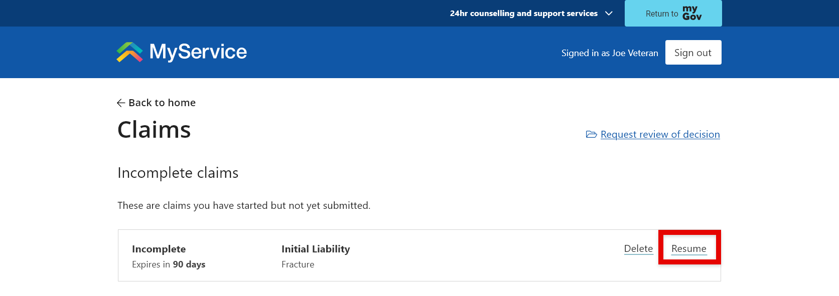 Step - 2 - Provide claim details - Incomplete claims