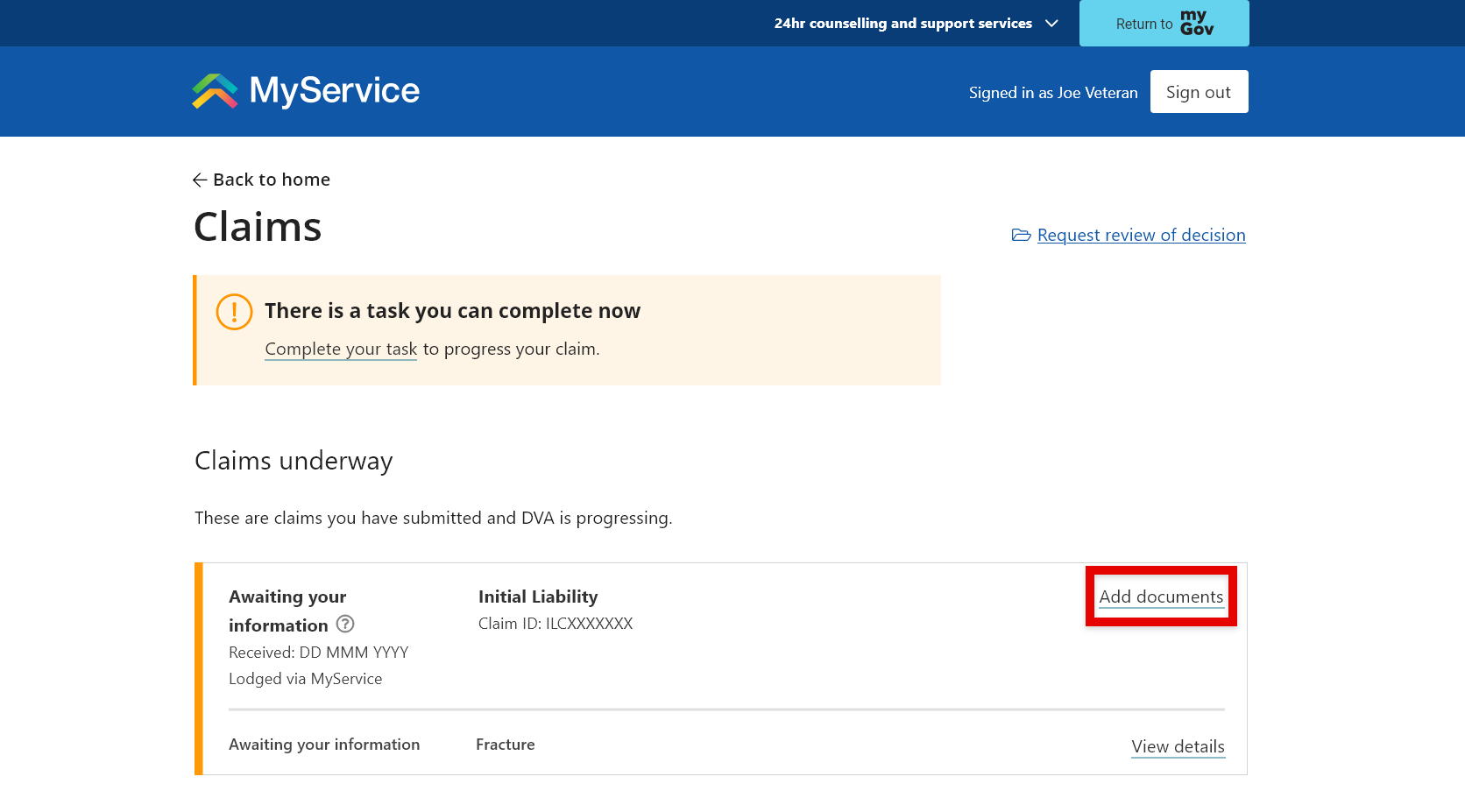 Step - 4 - Add documents after submitting claims - Add documents