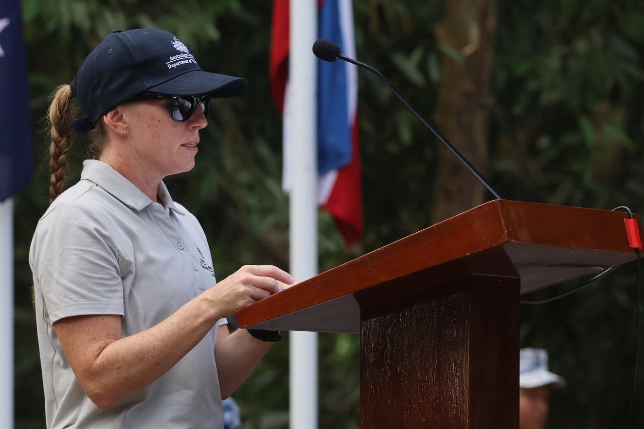 Ashleigh McNulty at the Anzac Day Dawn Service in Sandakan, Malaysia