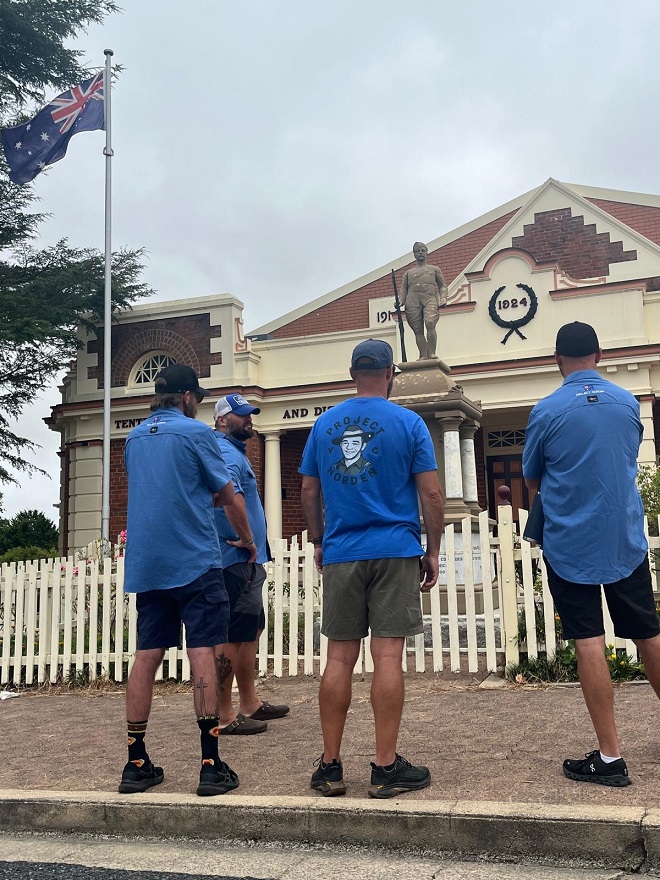 L to R: Mitch, Jasper, Luke and Todd at the Tenterfield Boer War Memorial after tidying the grave of Major James Thomas