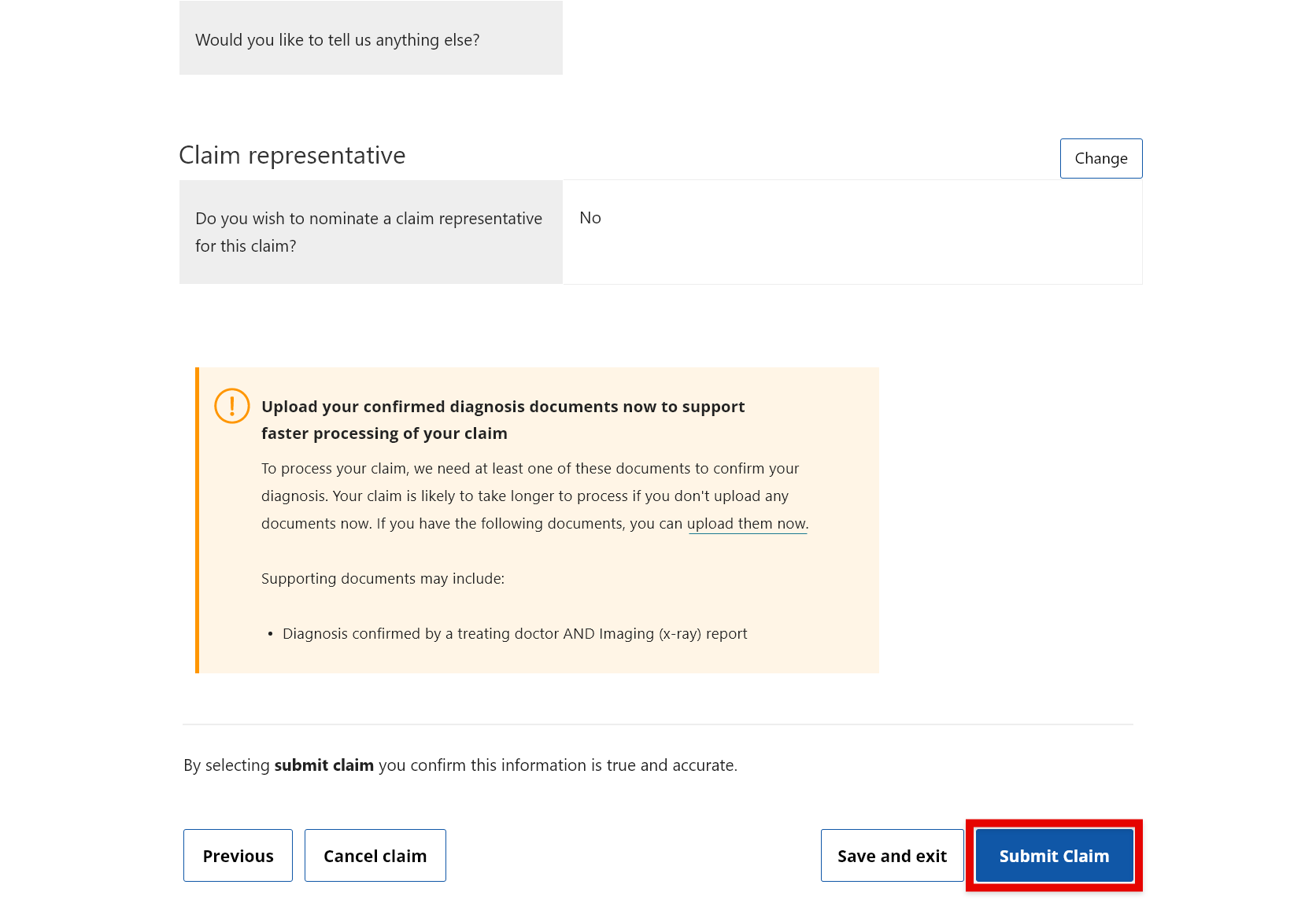 step 3 review and submit claim example