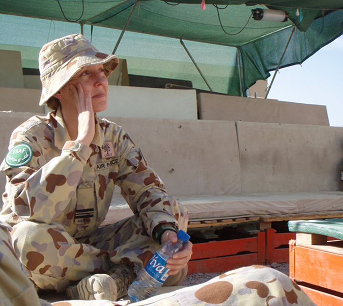 Image of Afghanistan veteran Sharon Bown AM when she was serving in Afghanistan. 