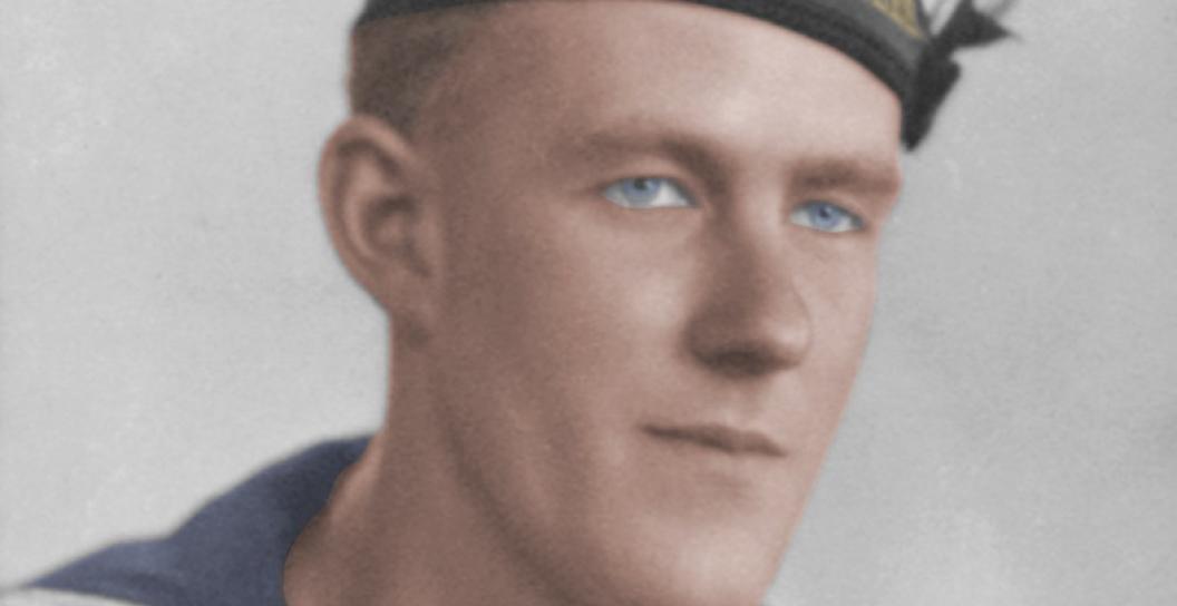 detail of photo portrait of sailor