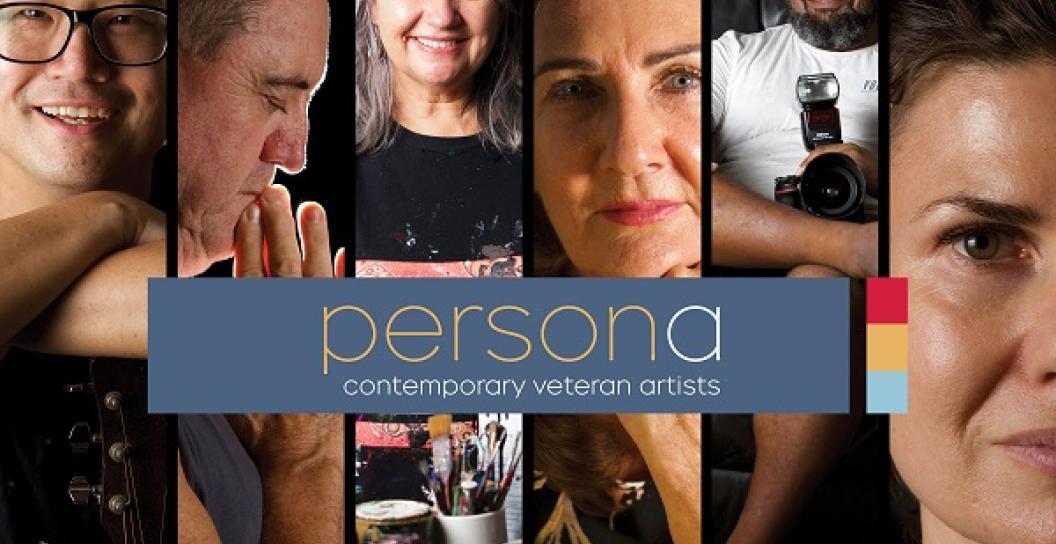 Collage of six photos of veteran artists with Persona logo superimposed