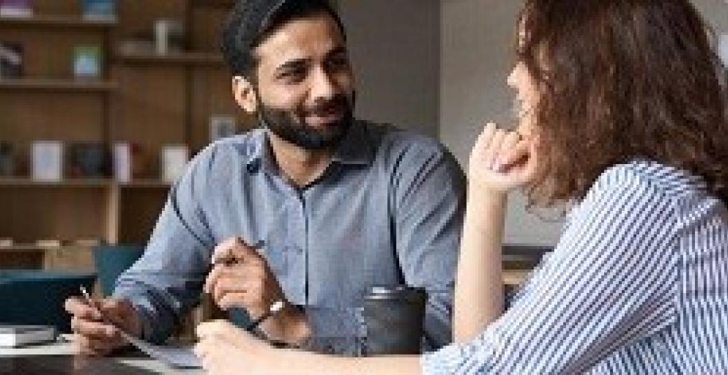 Man and woman doing survey