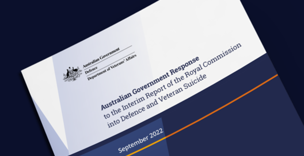 Photo of cover of interim report of royal commission into defence and veteran suicide