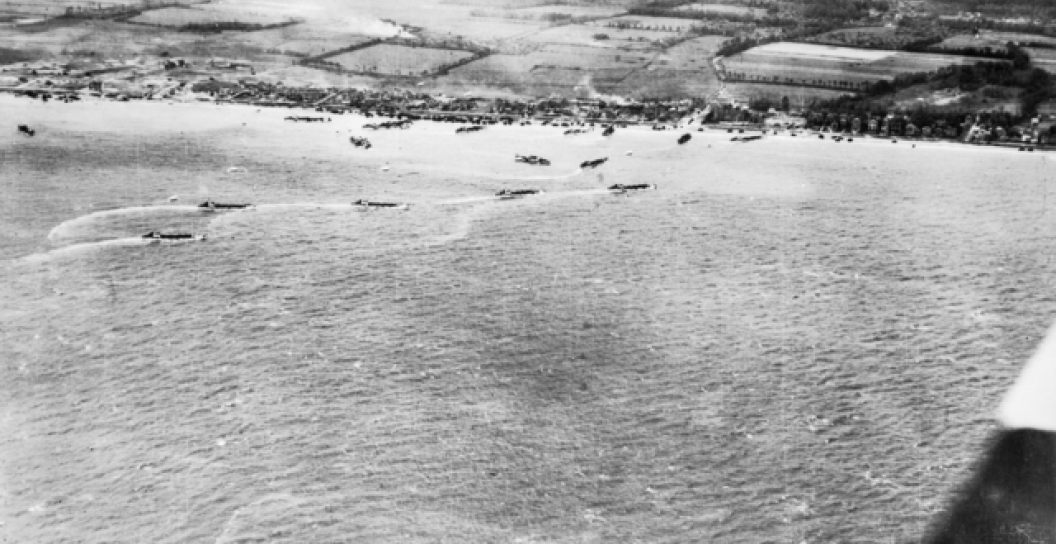 Landing craft make their way to shore as part of the D-Day landings.
