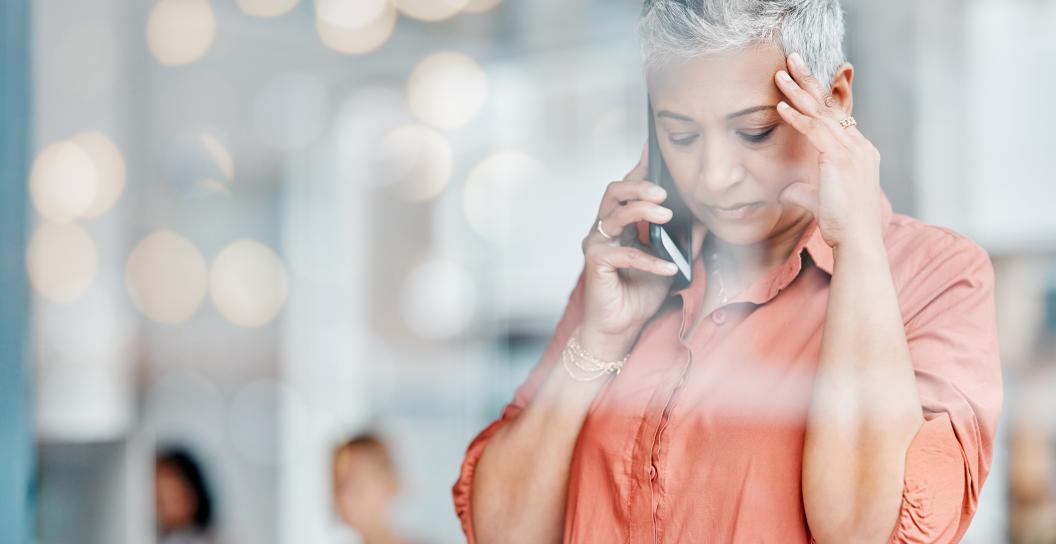 Woman on phone in distress