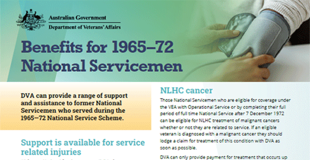 Benefits for1965-72 National Servicemen publication cover