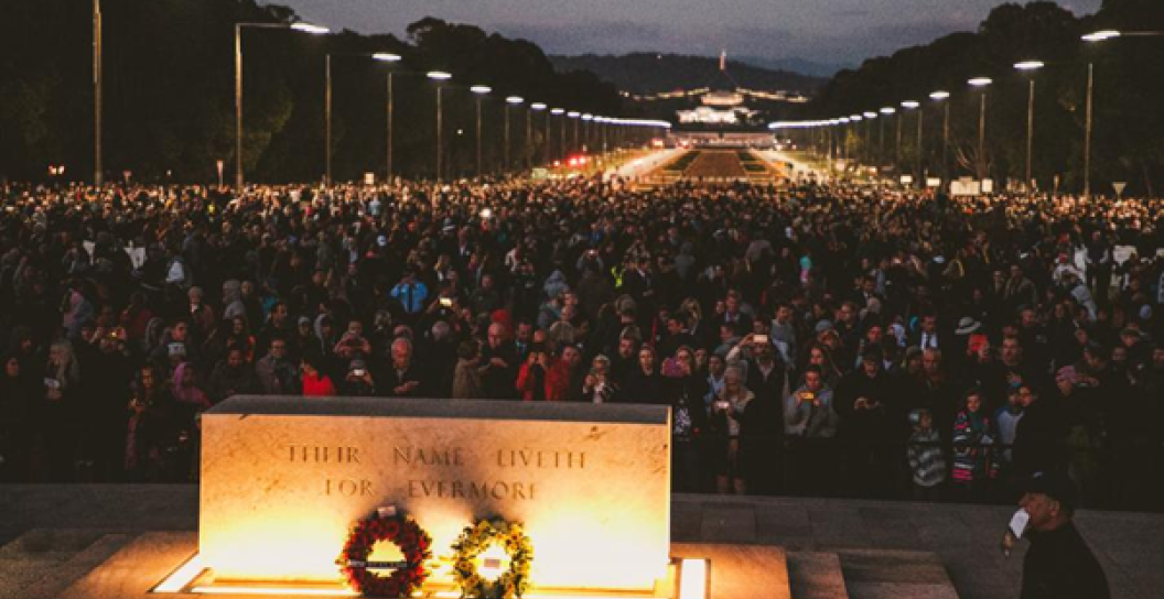 Thousands of people attending the Anzac Day Dawn Service 