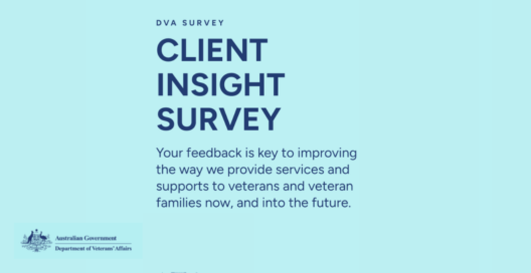 A tile detailing the DVA Client Insights Survey and the importance of feedback