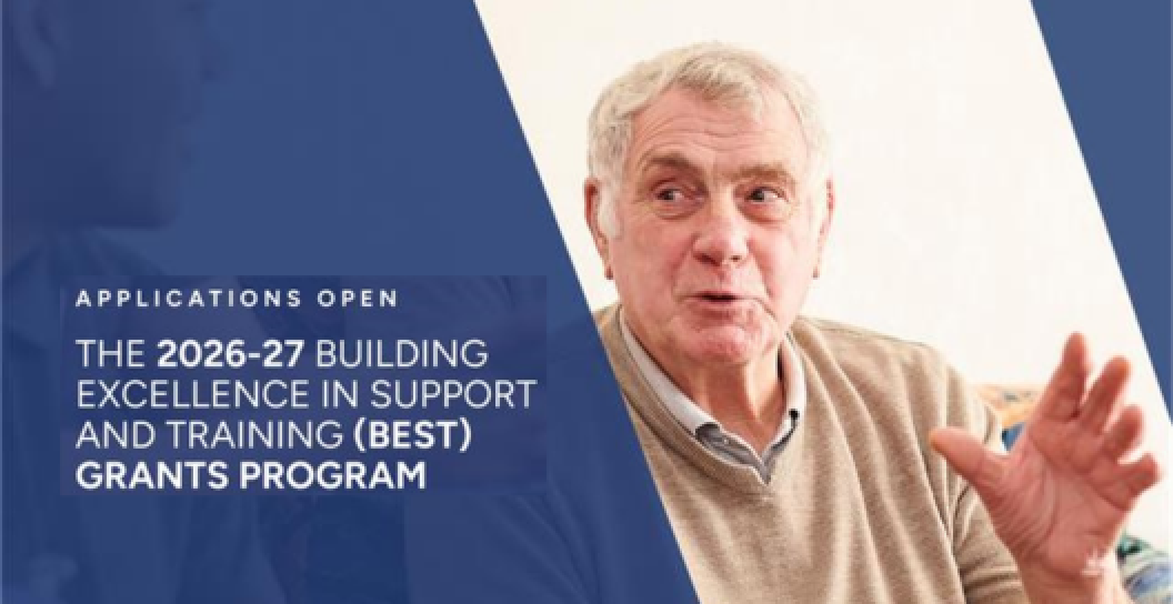 A tile announcing the BEST Program is open for applications, featuring an older man