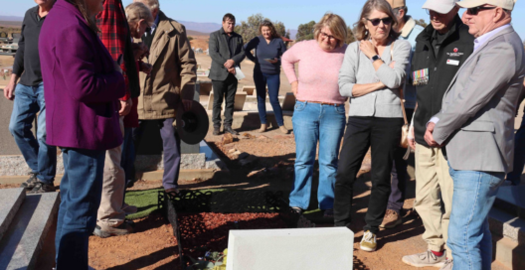Veteran community members and family at the grave of Private Edward Phillip Britten Ragless.