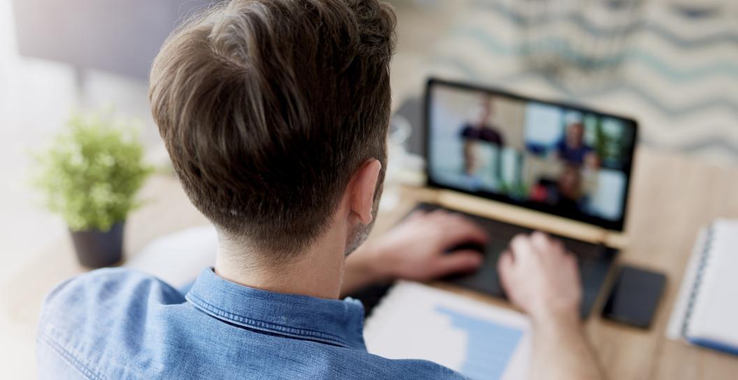 Man attends online information session