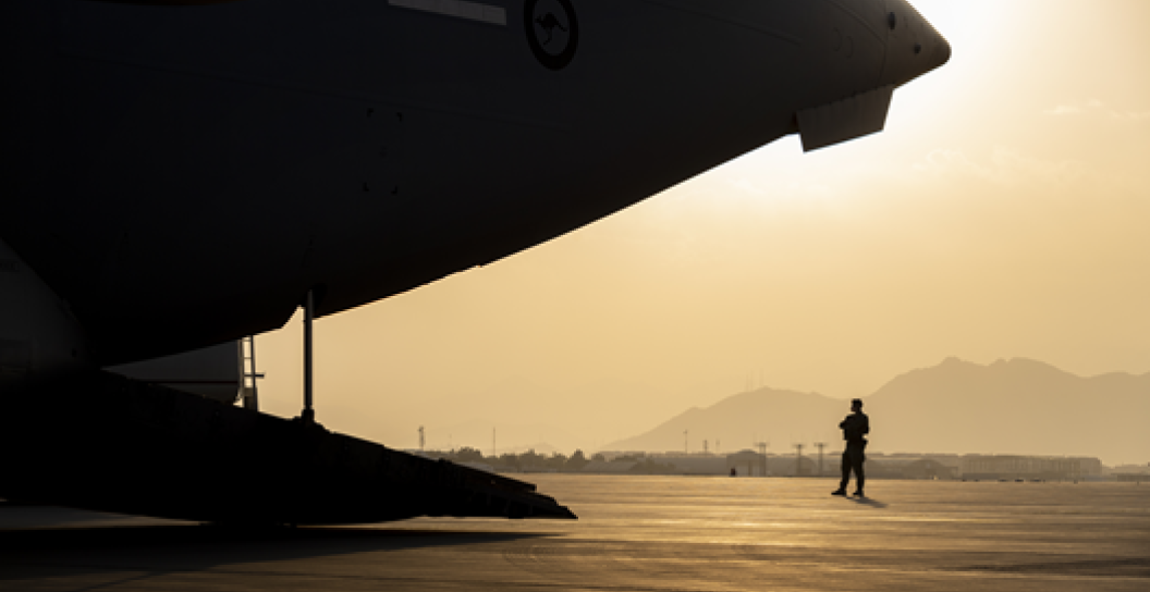 Silhouette of an Australian soldier in Afghanistan.