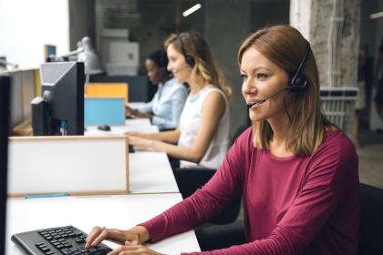 Female telephonist answering phone