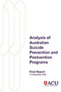 ?Hi team, Can you please add a publication to the research and studies publication page. On the web page, please also include the below Overview paragraph. Assistant Secretary, Wellbeing Programs and Rehab Branch has approved this publication. Let me know if you have any questions. --------------- Analysis of Australian Suicide Prevention and Postvention Programs publication cover